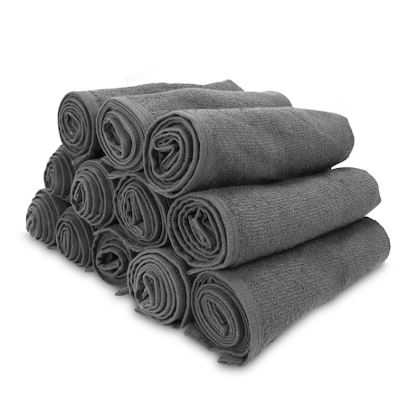 Monarch Brands Salon Towels, 16in x 28in , Charcoal, 144PK BB-1628-3CHA-CS